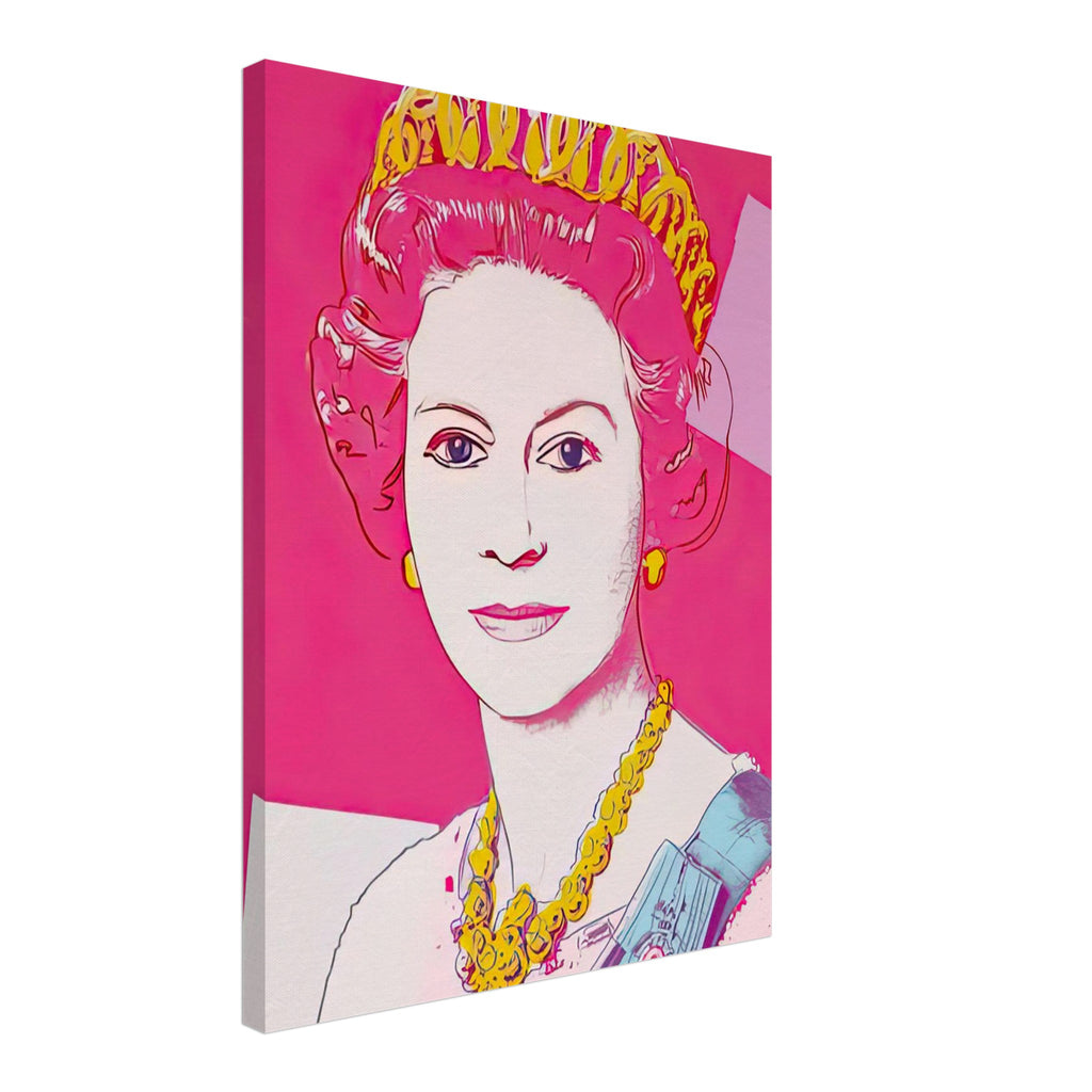 Andy Warhol canvas print depicting the recognizable royal portrait becomes a strong graphic focal point, 45x60 cm / 18x24″