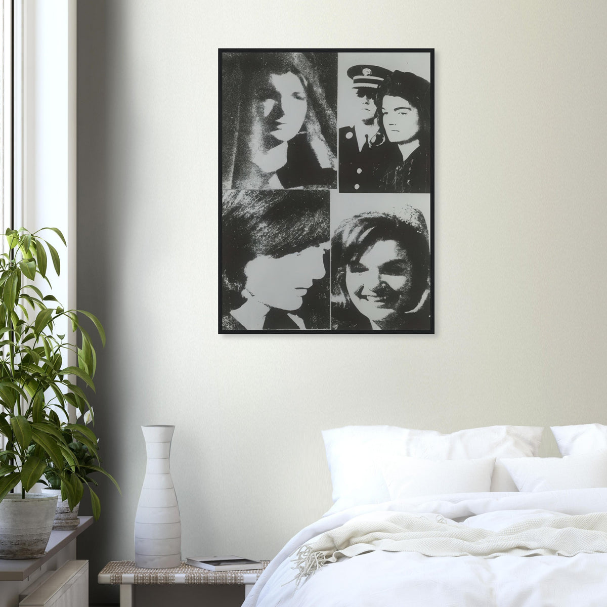 Andy Warhol framed print depicting the restrained crop emphasizes Jackie Kennedy’s face and its emotional resonance, demonstrating how a seemingly simple portrait can carry a powerful media history