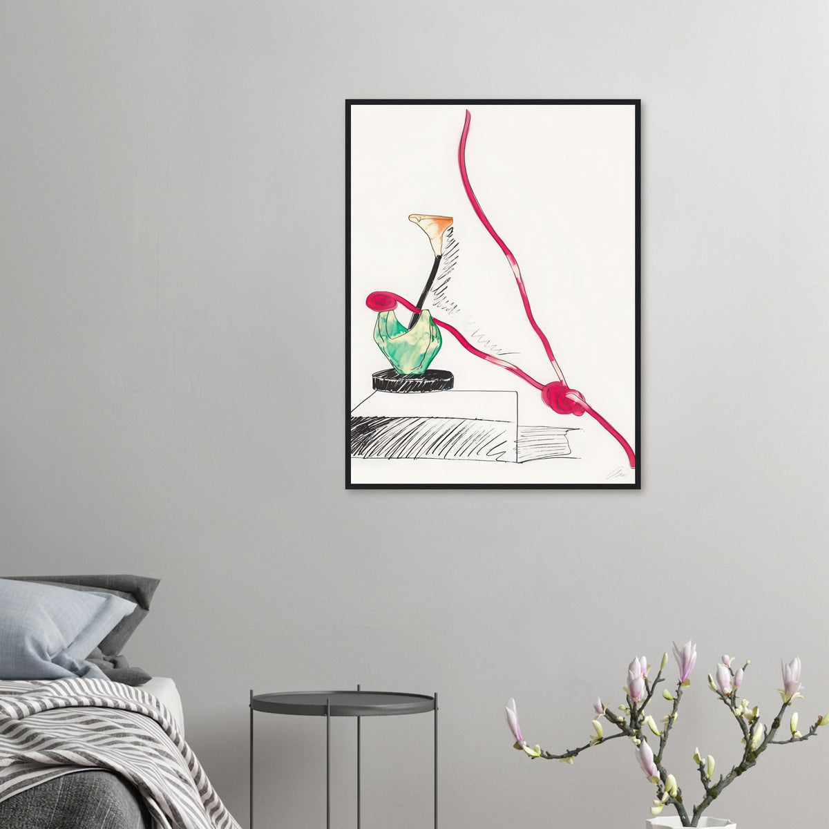Andy Warhol framed print depicting the design highlights the relationship between compact petals, organic contours and deliberately graphic printmaking marks