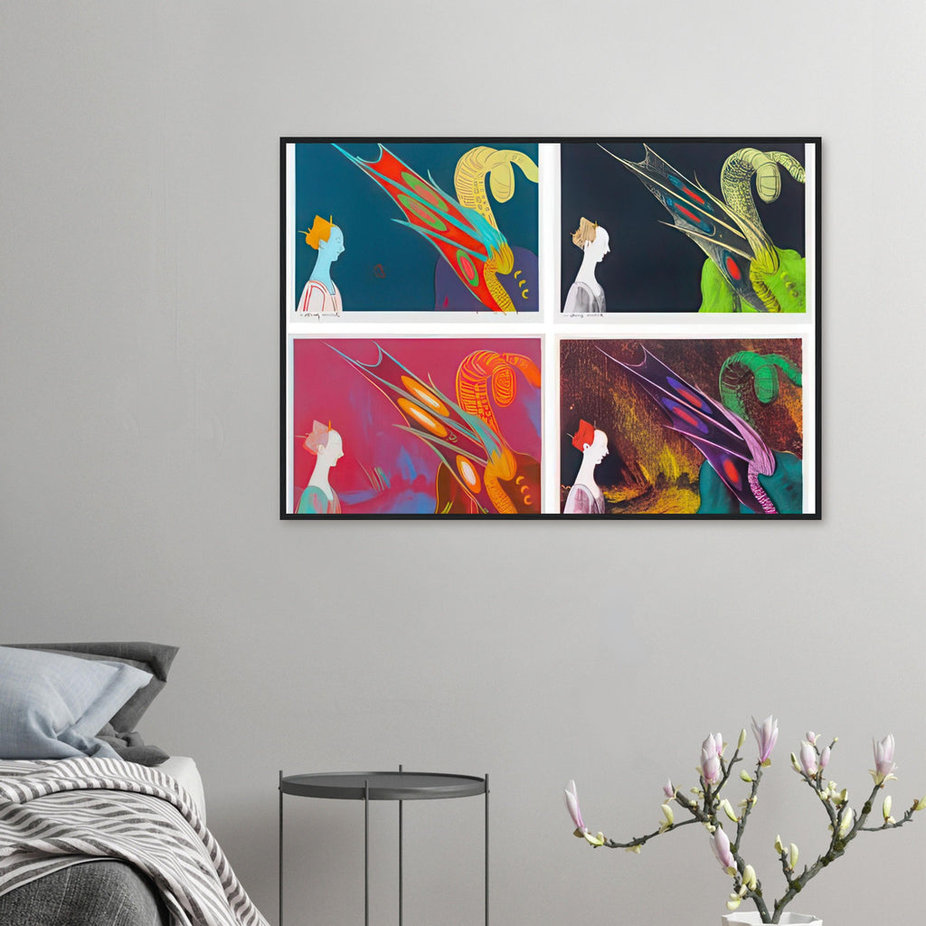 Andy Warhol framed print depicting a detail from the legendary encounter between Saint George and the dragon, a detail that connects the composition to its broader artistic subject