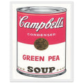 Andy Warhol framed print depicting the instantly legible soup-can silhouette, packaging lettering and product name create a highly recognizable commercial composition, white frame, 27x35 cm / 11x14″