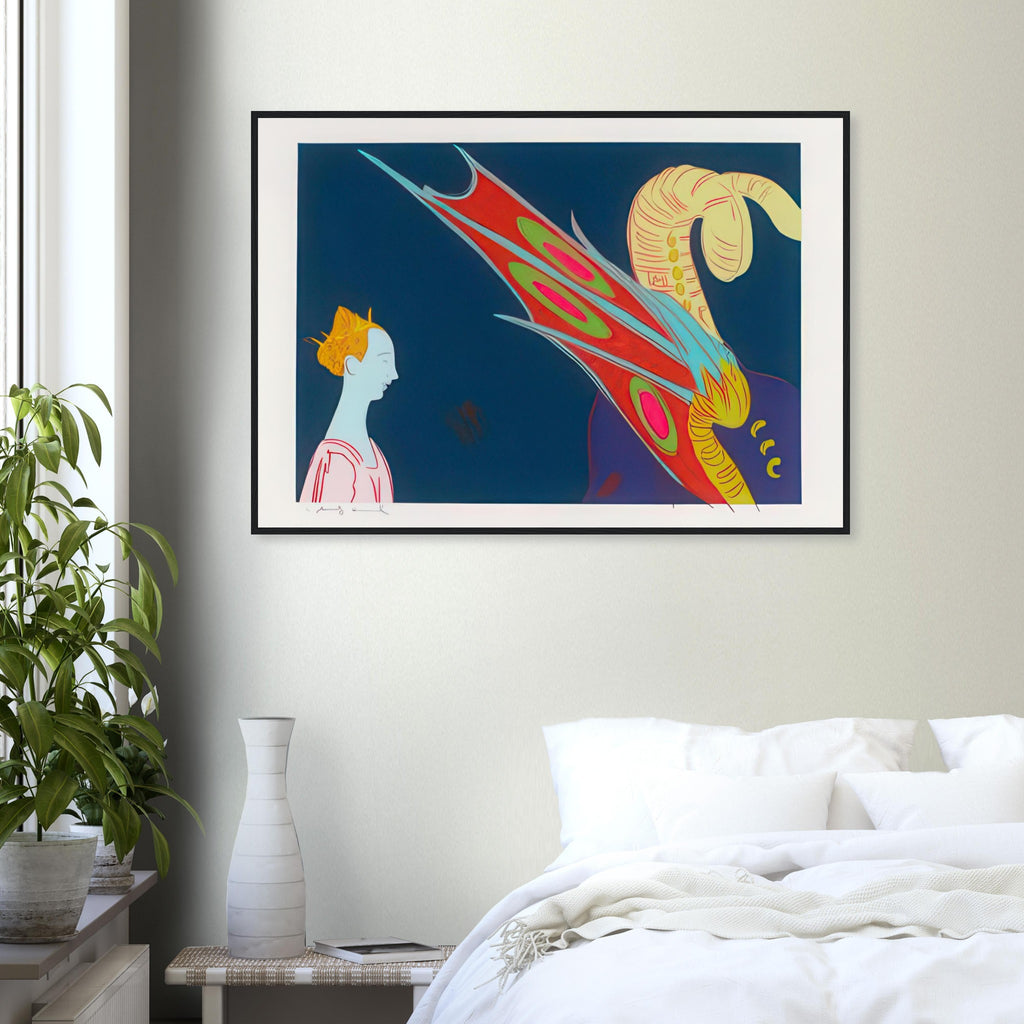 Andy Warhol framed print depicting a detail from the legendary encounter between Saint George and the dragon, a detail that connects the composition to its broader artistic subject