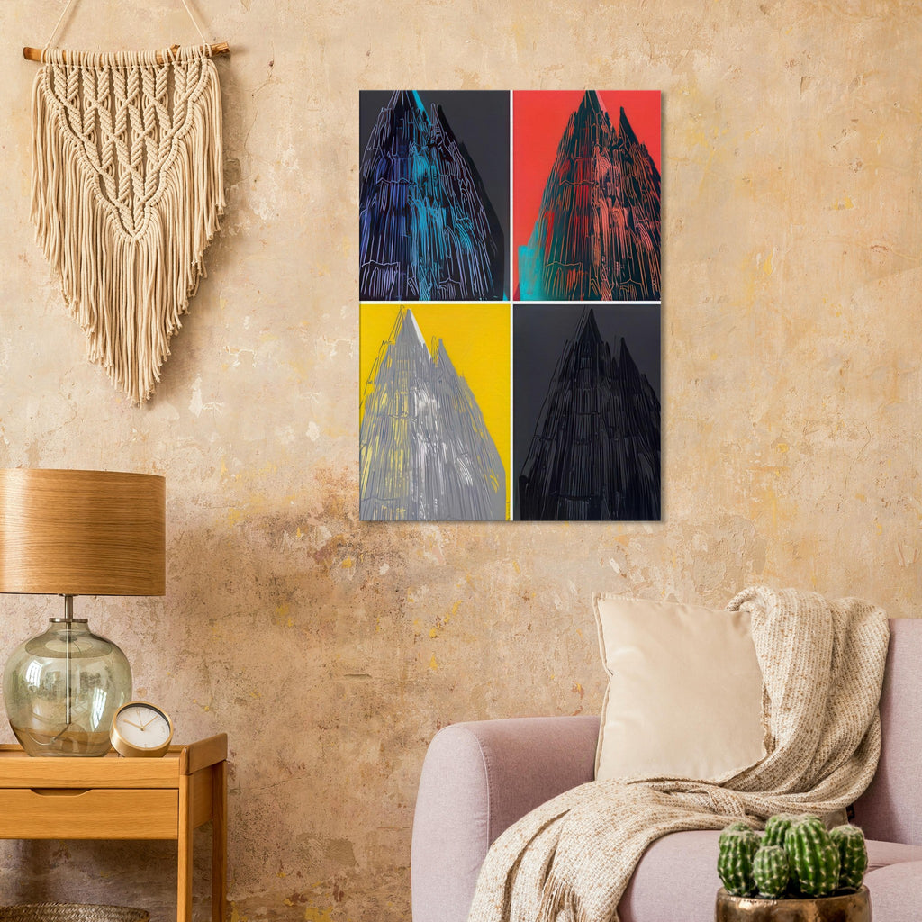 Andy Warhol canvas print depicting the cathedral’s soaring spires and intricate façade give the poster a strong vertical architectural structure, providing an unusual counterpart to the artist’s better-known celebrity faces