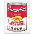Andy Warhol framed print depicting the instantly legible soup-can silhouette, packaging lettering and product name create a highly recognizable commercial composition, white frame, 27x35 cm / 11x14″