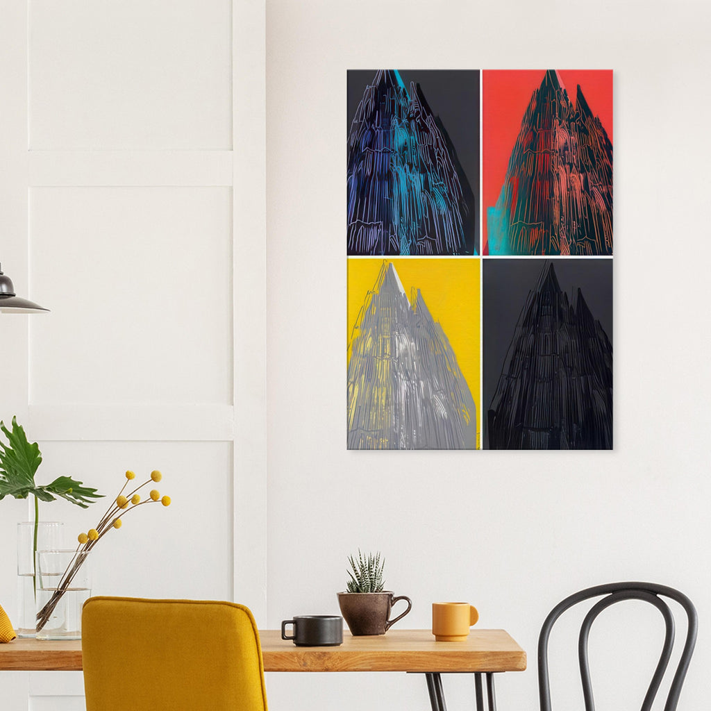 Andy Warhol canvas print depicting the cathedral’s soaring spires and intricate façade give the poster a strong vertical architectural structure, providing an unusual counterpart to the artist’s better-known celebrity faces