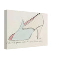 Andy Warhol canvas print depicting playfully drawn footwear with expressive line work, a detail that connects the composition to its broader artistic subject, 20x30 cm / 8x12″