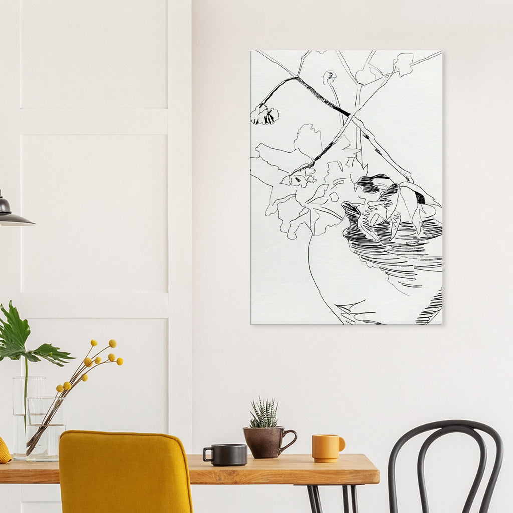 Andy Warhol canvas print depicting the black-and-white treatment emphasizes shapes, texture and the structure of the flowers rather than bright color accents