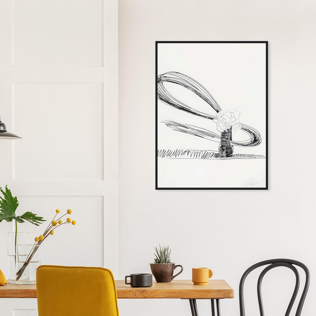 Andy Warhol framed print depicting the black-and-white treatment emphasizes shapes, texture and the structure of the flowers rather than bright color accents