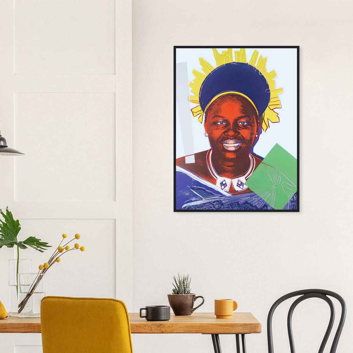 Andy Warhol framed print depicting this work depicts Queen Ntombi Twala of Swaziland; The Reigning Queens portfolio presented four women who held ruling power in their own right: Elizabeth