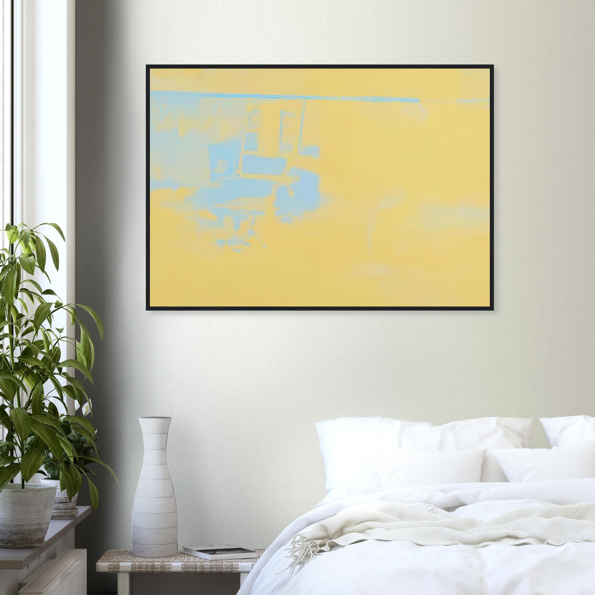 Andy Warhol framed print depicting the stark chair, its surroundings and the tense emptiness of the room, a detail that connects the composition to its broader artistic subject