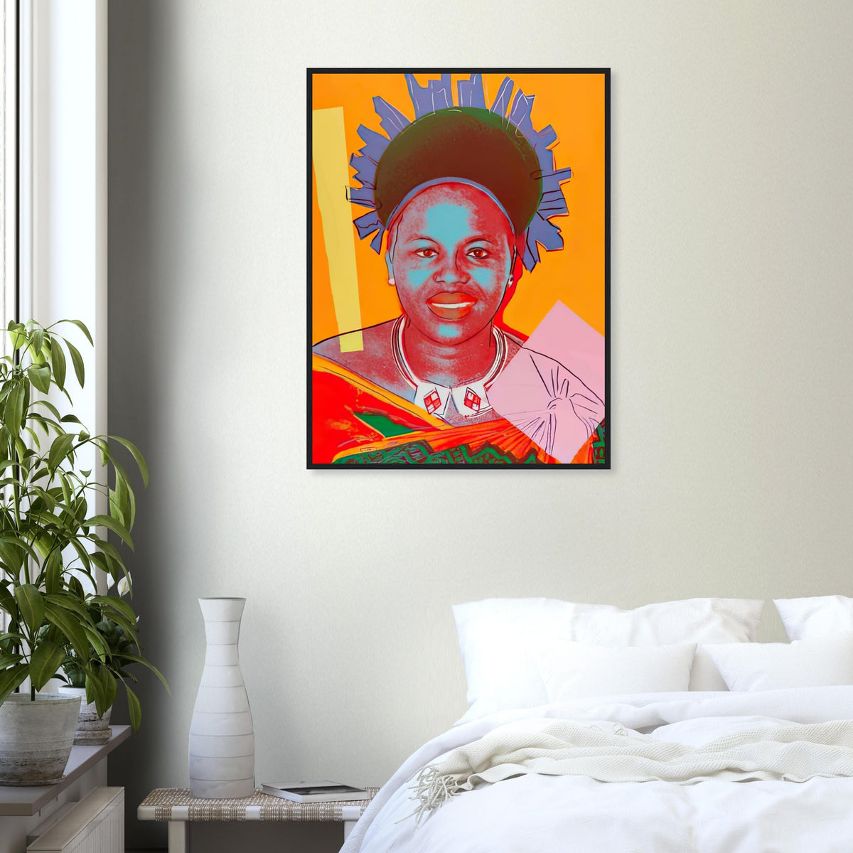 Andy Warhol framed print depicting this work depicts Queen Ntombi Twala of Swaziland; The Reigning Queens portfolio presented four women who held ruling power in their own right: Elizabeth