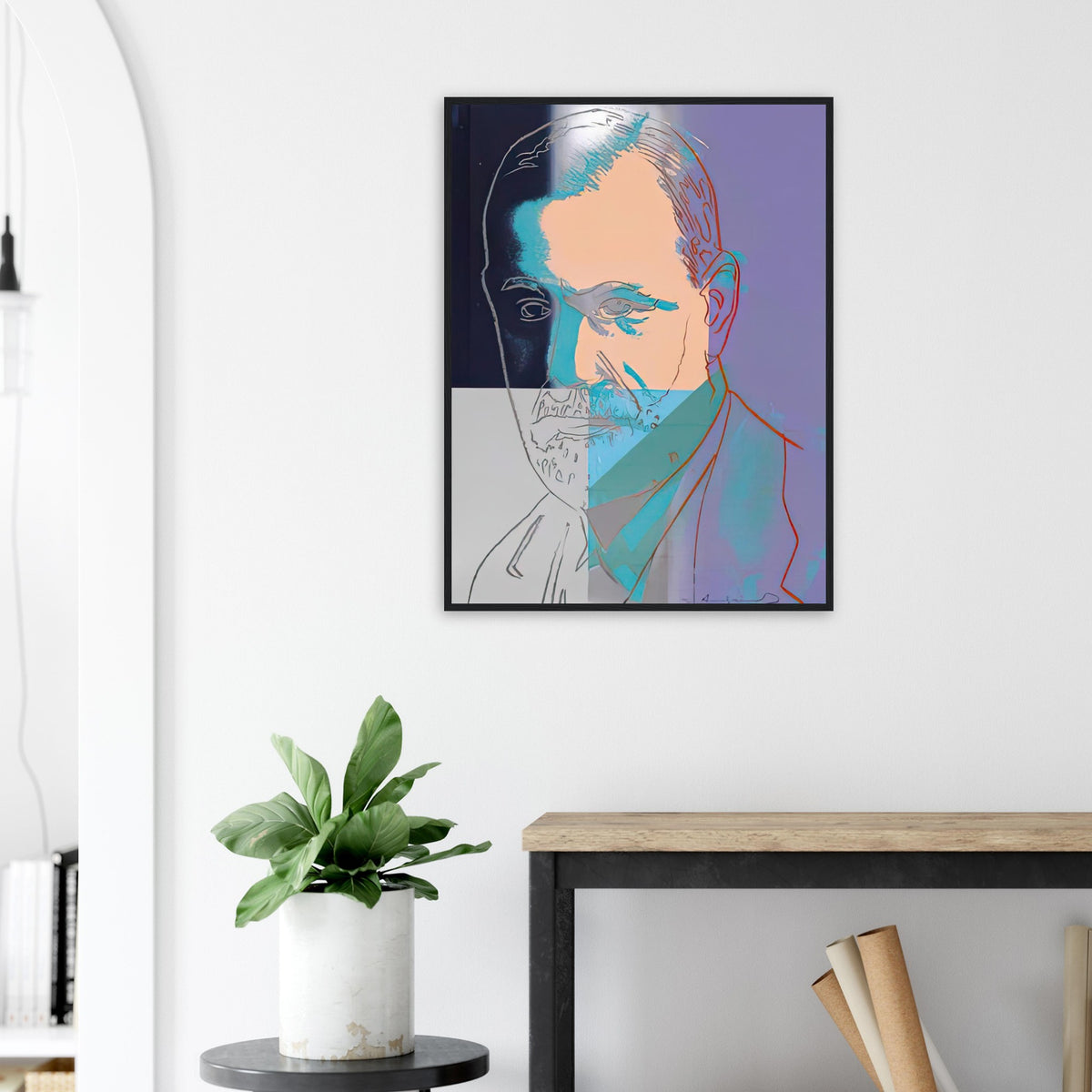 Andy Warhol framed print depicting the sitter is the founder of psychoanalysis; This portrait belongs to Ten Portraits of Jews of the Twentieth Century, in which Warhol brought