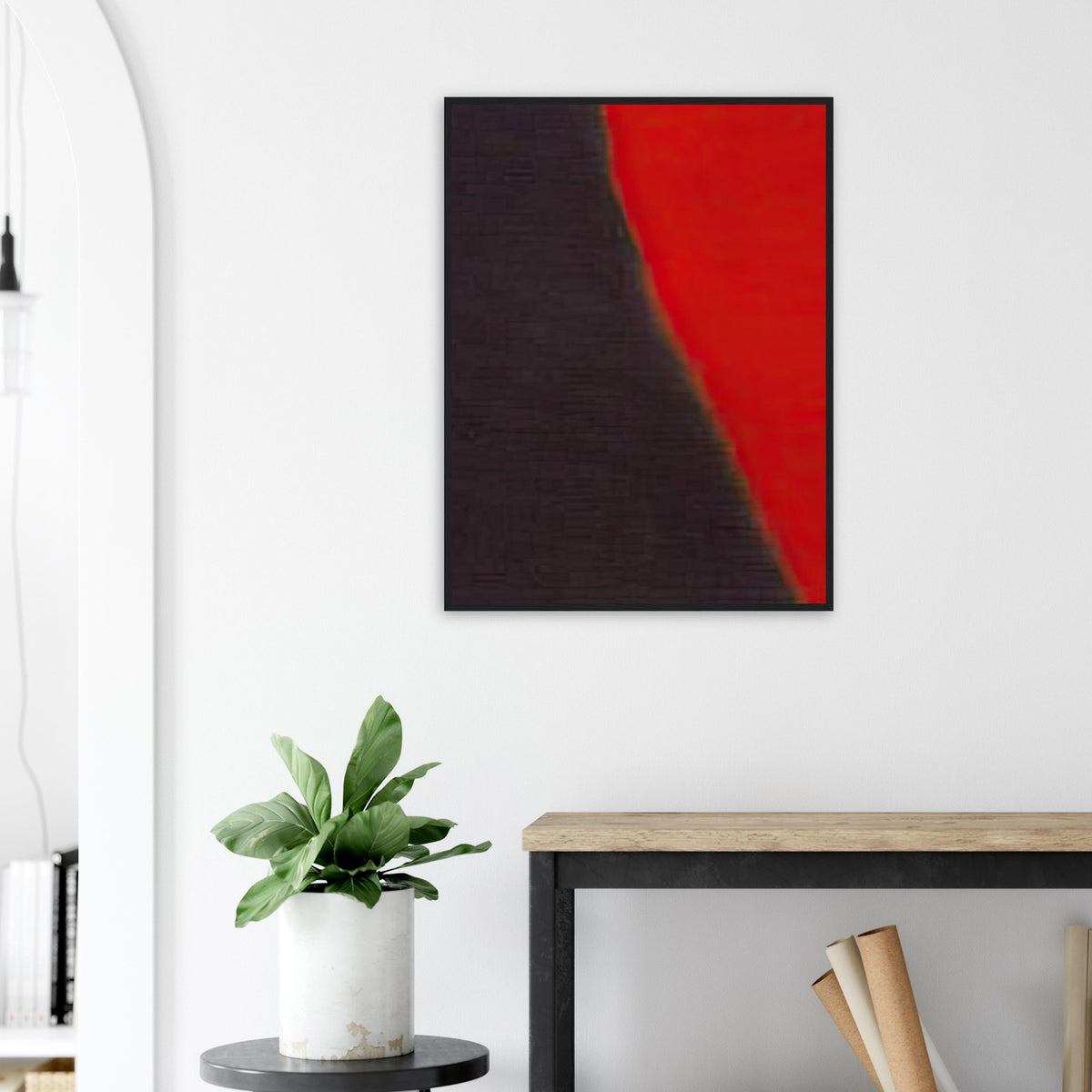 Andy Warhol framed print depicting wide, indistinct shapes sweep across colour fields; Warhol’s Shadows prints developed from a large body of near-abstract paintings shown in 1979
