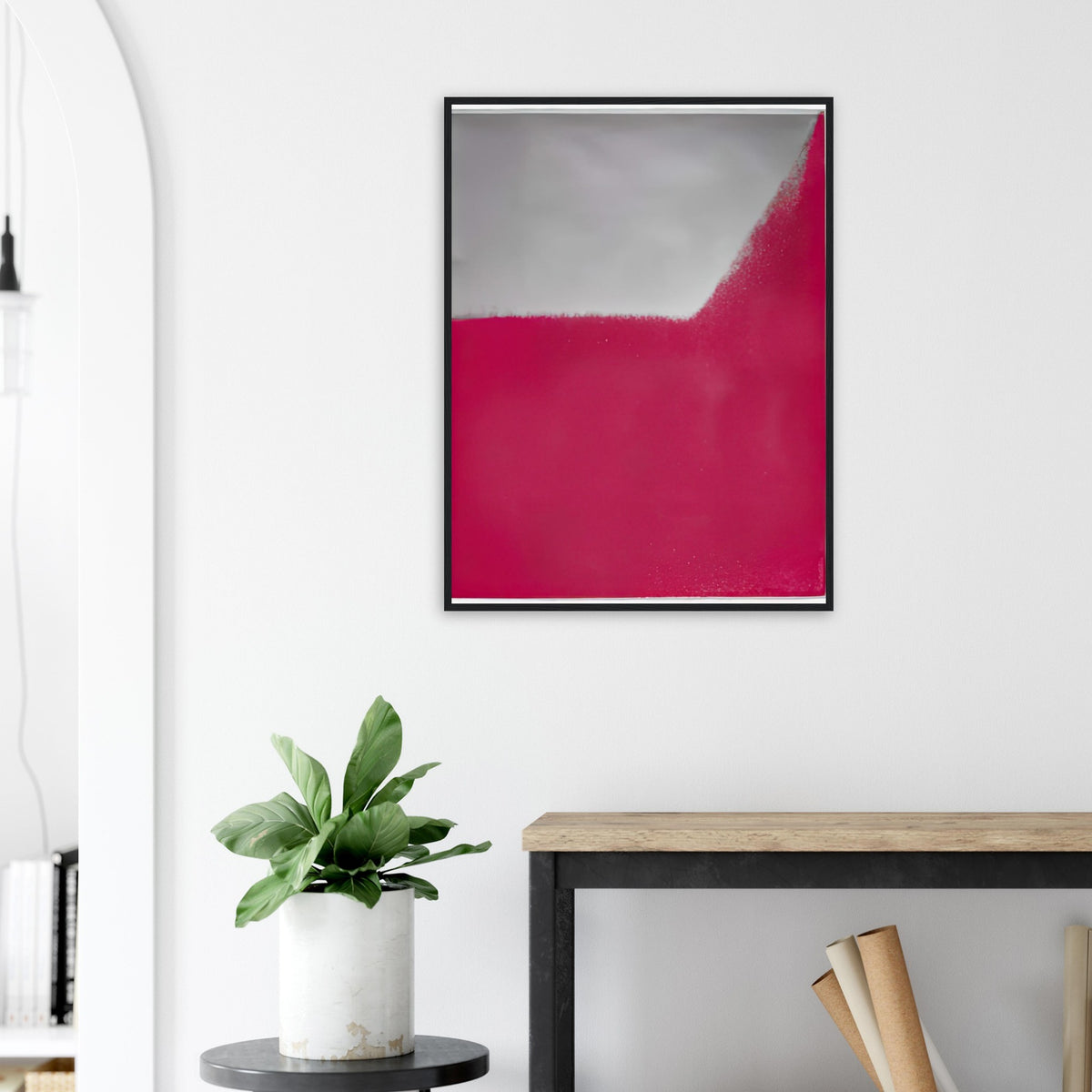 Andy Warhol framed print depicting wide, indistinct shapes sweep across colour fields; Warhol’s Shadows prints developed from a large body of near-abstract paintings shown in 1979