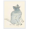Andy Warhol framed print depicting a spare contour drawing gives the animal its personality, while uncomplicated forms keep the focus on the cat’s outline and pose, white frame, 27x35 cm / 11x14″