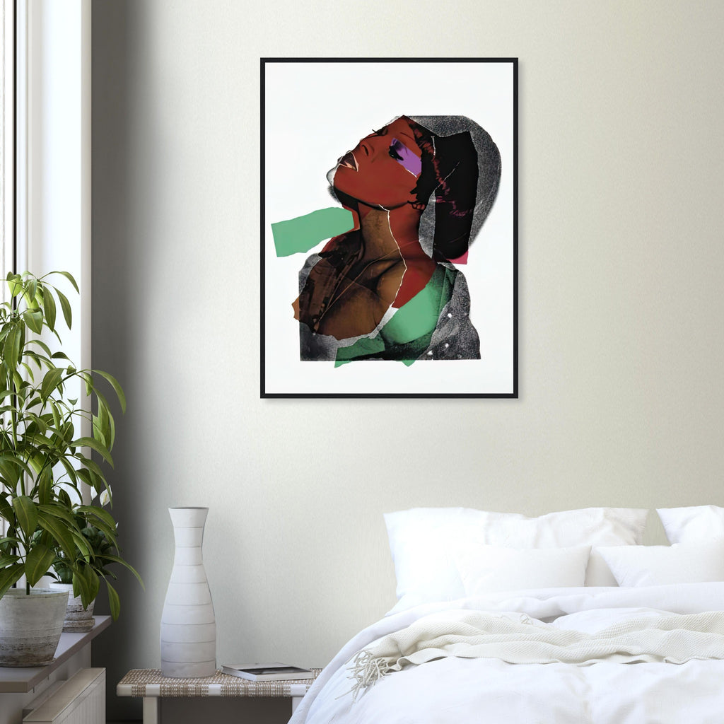 Andy Warhol framed print depicting areas of saturated colour and loose, sometimes deliberately displaced contours interact with the sitter’s photographic likeness; The Ladies and Gentlemen project portrays transgender women and drag performers from New York, including