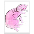 Andy Warhol framed print depicting a spare contour drawing gives the animal its personality, while uncomplicated forms keep the focus on the cat’s outline and pose, white frame, 27x35 cm / 11x14″