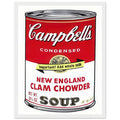 Andy Warhol framed print depicting the instantly legible soup-can silhouette, packaging lettering and product name create a highly recognizable commercial composition, white frame, 27x35 cm / 11x14″