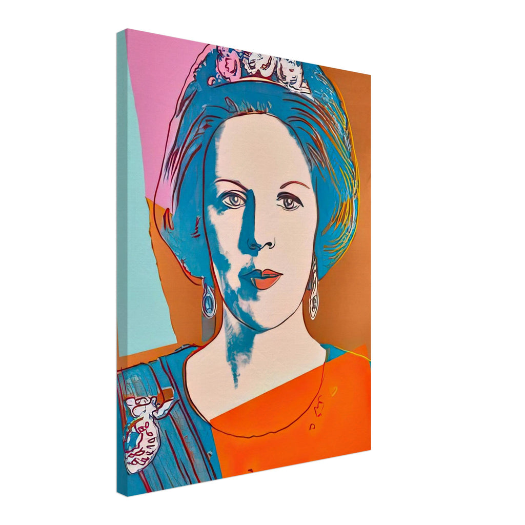 Andy Warhol canvas print depicting the recognizable royal portrait becomes a strong graphic focal point, 45x60 cm / 18x24″
