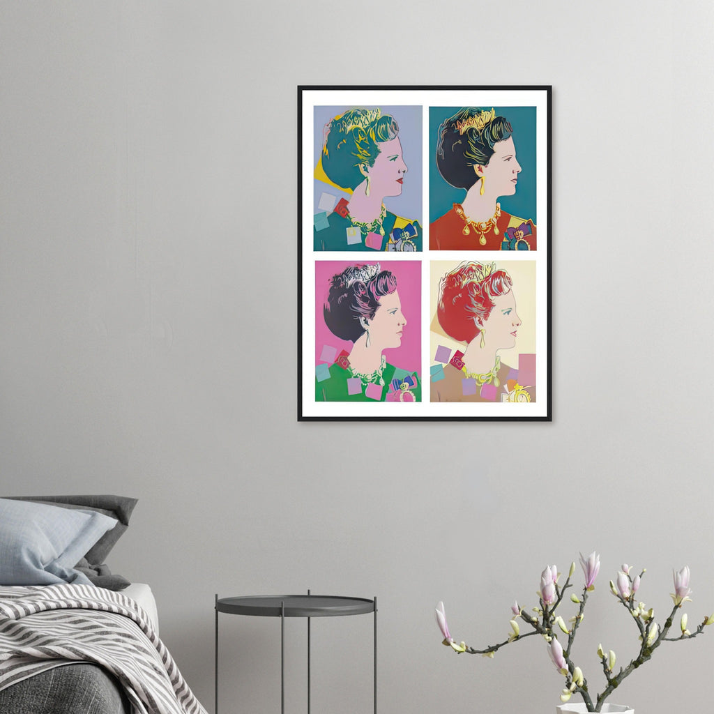 Andy Warhol framed print depicting this work depicts Queen Margrethe II of Denmark; The Reigning Queens portfolio presented four women who held ruling power in their own right: Elizabeth