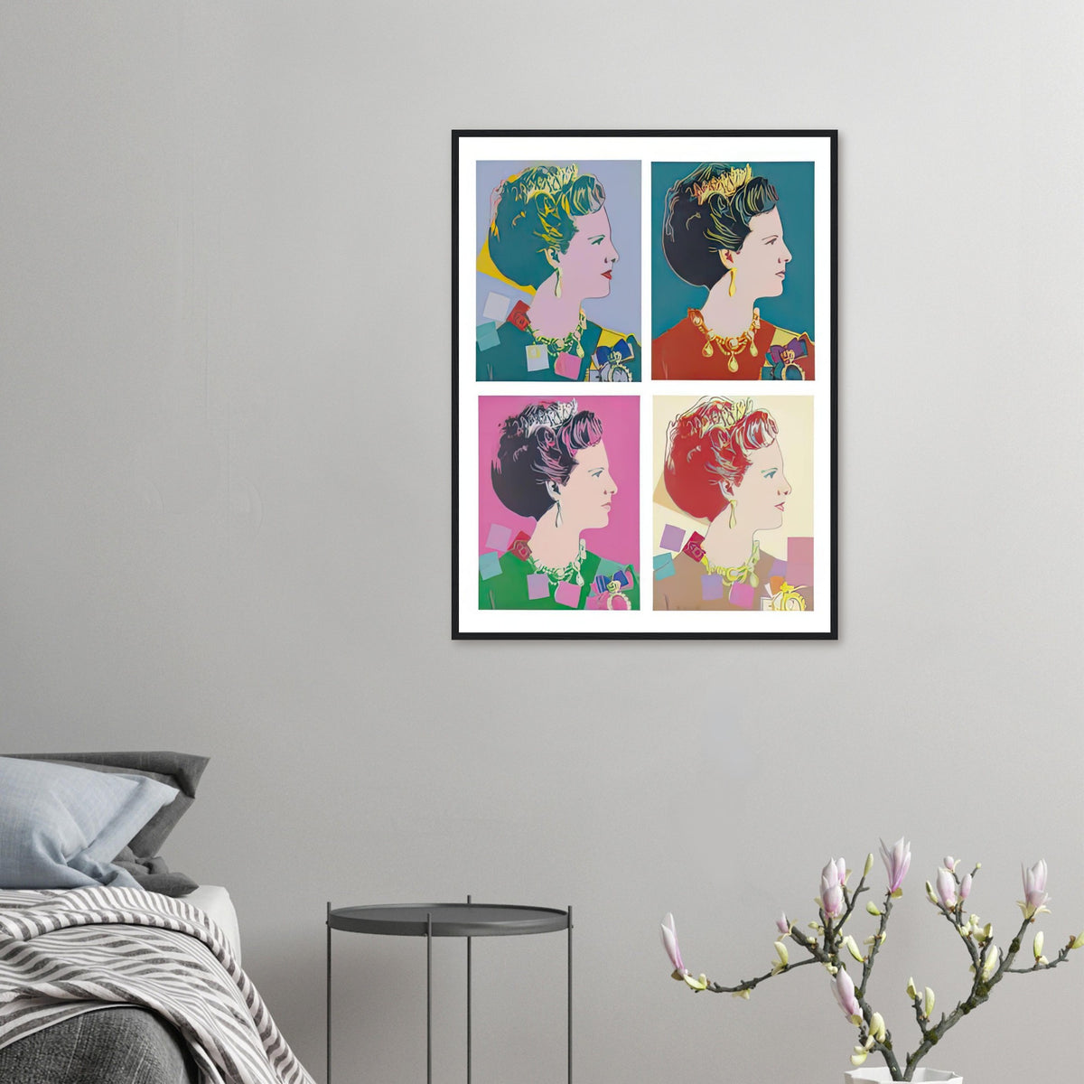 Andy Warhol framed print depicting this work depicts Queen Margrethe II of Denmark; The Reigning Queens portfolio presented four women who held ruling power in their own right: Elizabeth