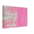Andy Warhol canvas print depicting the stark chair, its surroundings and the tense emptiness of the room, a detail that connects the composition to its broader artistic subject, 20x30 cm / 8x12″