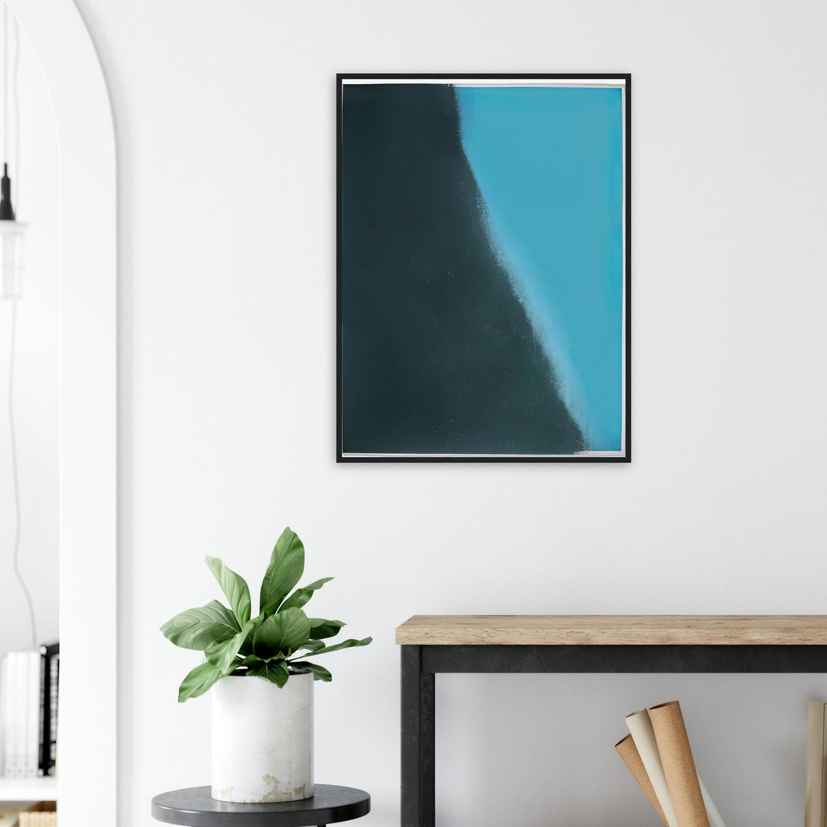 Andy Warhol framed print depicting wide, indistinct shapes sweep across colour fields; Warhol’s Shadows prints developed from a large body of near-abstract paintings shown in 1979