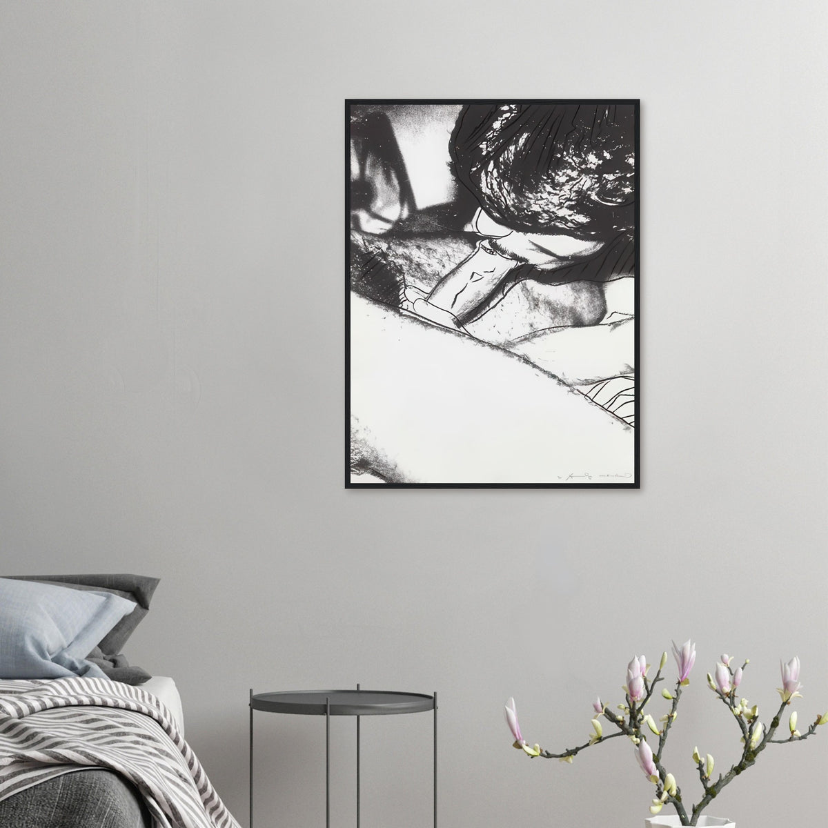 Andy Warhol framed print depicting its effect as wall art comes from the supplied artwork and its graphic presence