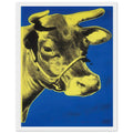 Andy Warhol framed print depicting the cow’s face becomes a bold graphic presence, replacing the gentle mood of traditional animal painting with irreverent visual impact, white frame, 27x35 cm / 11x14″