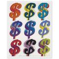 Andy Warhol framed print depicting the repeated or isolated currency mark operates like a logo: simple, recognizable and assertive, white frame, 27x35 cm / 11x14″