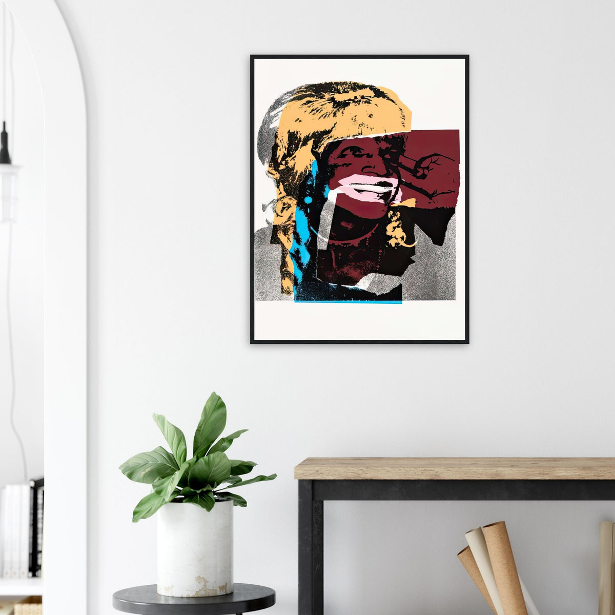 Andy Warhol framed print depicting areas of saturated colour and loose, sometimes deliberately displaced contours interact with the sitter’s photographic likeness; The Ladies and Gentlemen project portrays transgender women and drag performers from New York, including