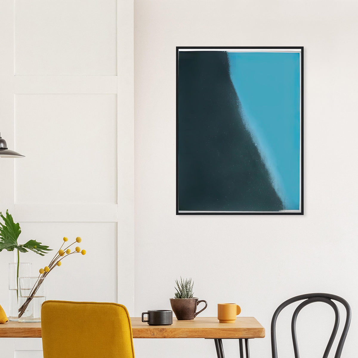 Andy Warhol framed print depicting wide, indistinct shapes sweep across colour fields; Warhol’s Shadows prints developed from a large body of near-abstract paintings shown in 1979