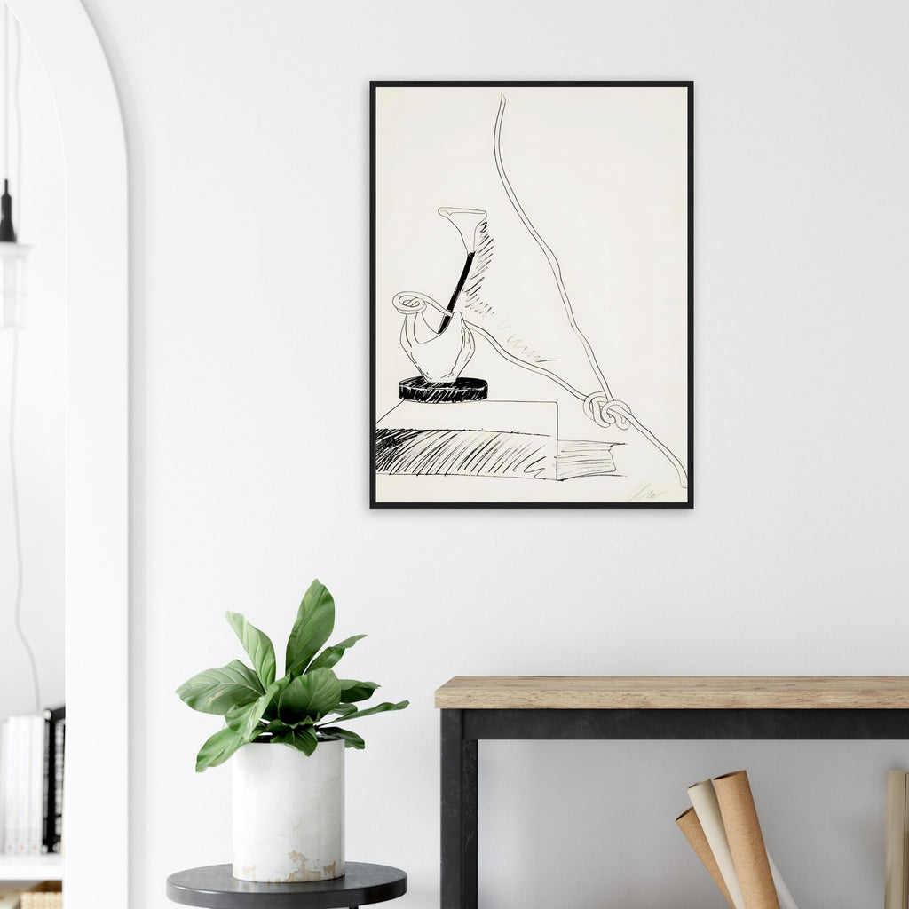 Andy Warhol framed print depicting the black-and-white treatment emphasizes shapes, texture and the structure of the flowers rather than bright color accents
