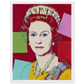 Andy Warhol framed print depicting this work depicts Queen Elizabeth II of the United Kingdom; The Reigning Queens portfolio presented four women who held ruling power in their own right: Elizabeth, white frame, 27x35 cm / 11x14″