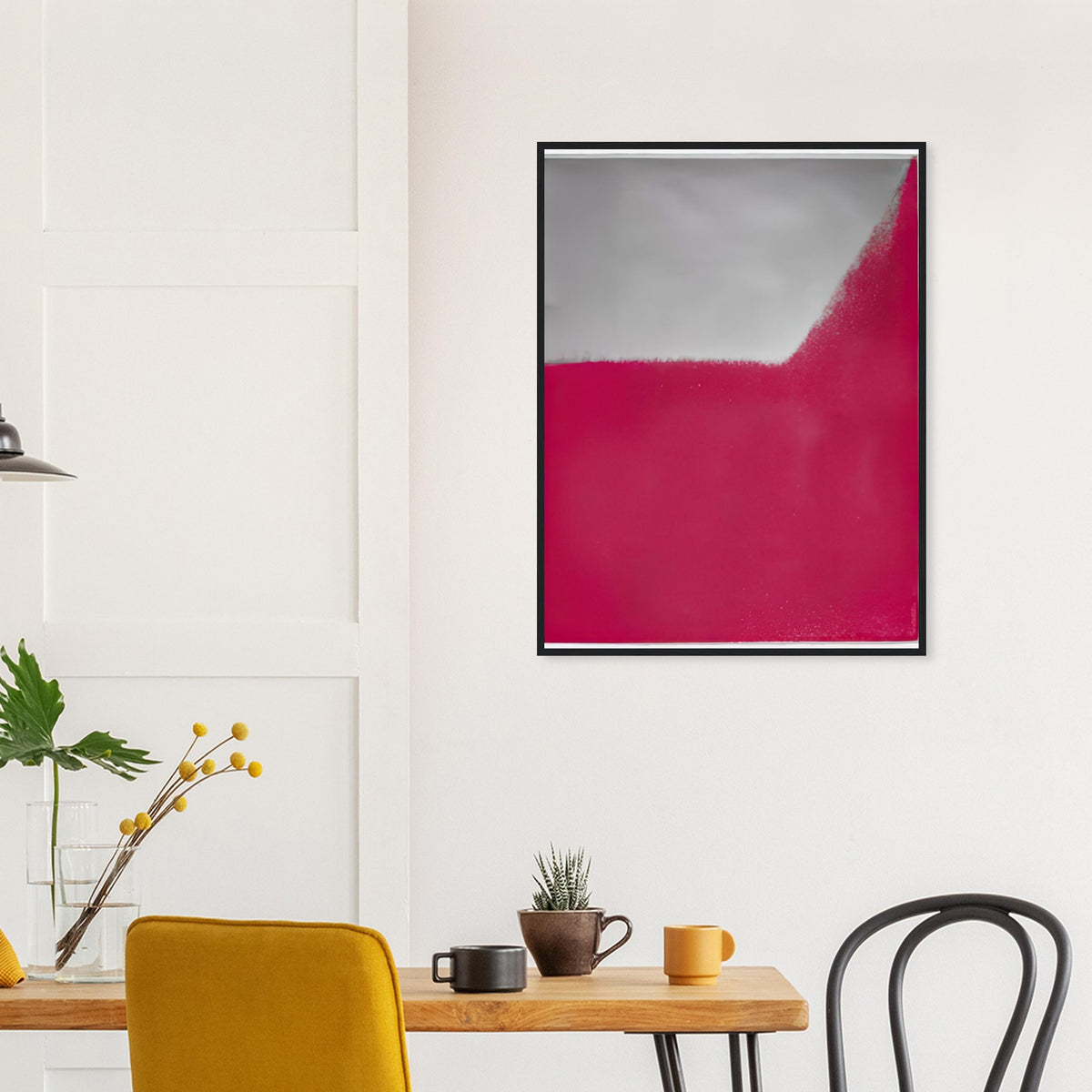 Andy Warhol framed print depicting wide, indistinct shapes sweep across colour fields; Warhol’s Shadows prints developed from a large body of near-abstract paintings shown in 1979