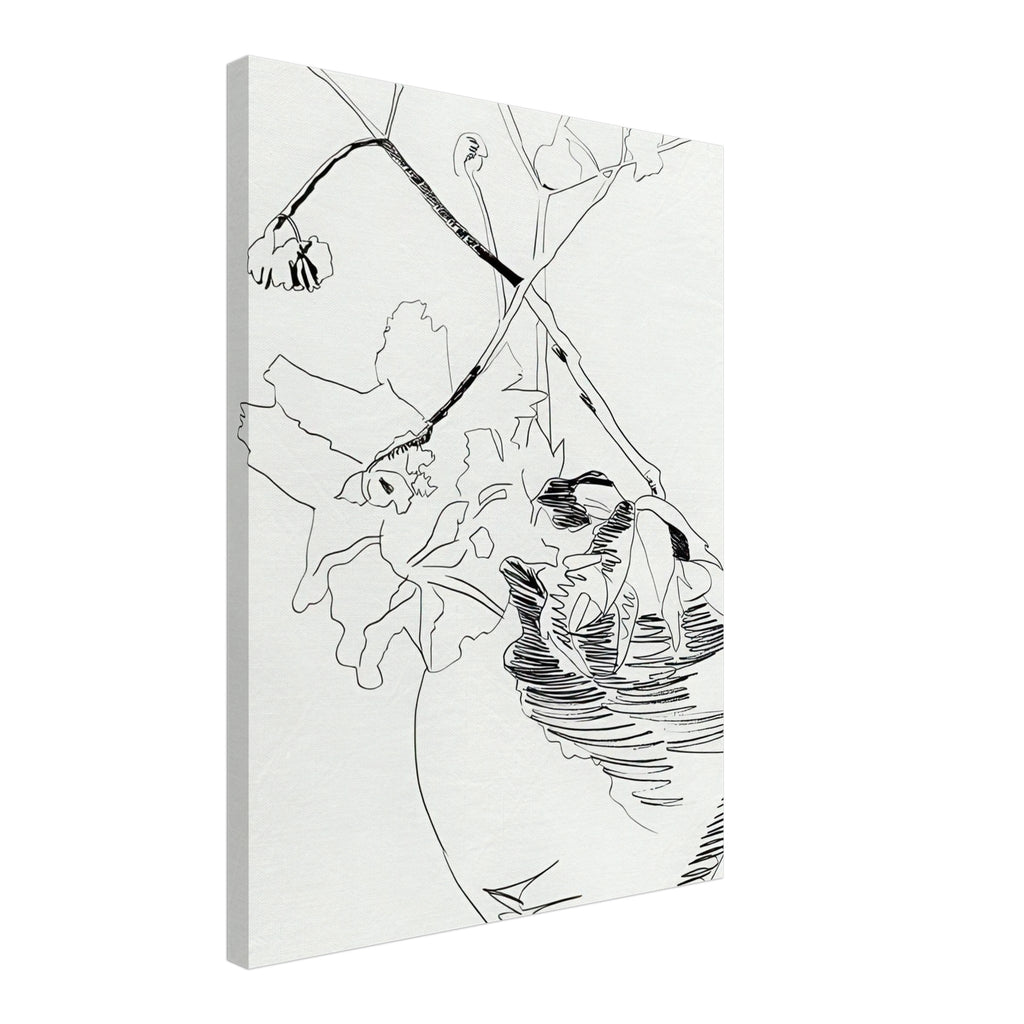 Andy Warhol canvas print depicting the black-and-white treatment emphasizes shapes, texture and the structure of the flowers rather than bright color accents, 45x60 cm / 18x24″