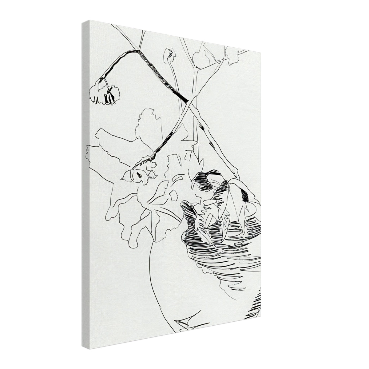 Andy Warhol canvas print depicting the black-and-white treatment emphasizes shapes, texture and the structure of the flowers rather than bright color accents, 45x60 cm / 18x24″