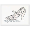 Andy Warhol framed print depicting playfully drawn footwear with expressive line work, a detail that connects the composition to its broader artistic subject, white frame, 21x29.7 cm / 8x12"