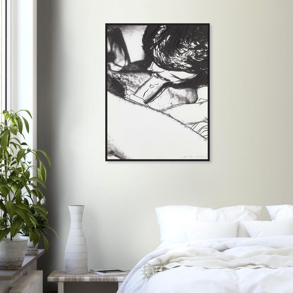 Andy Warhol framed print depicting its effect as wall art comes from the supplied artwork and its graphic presence