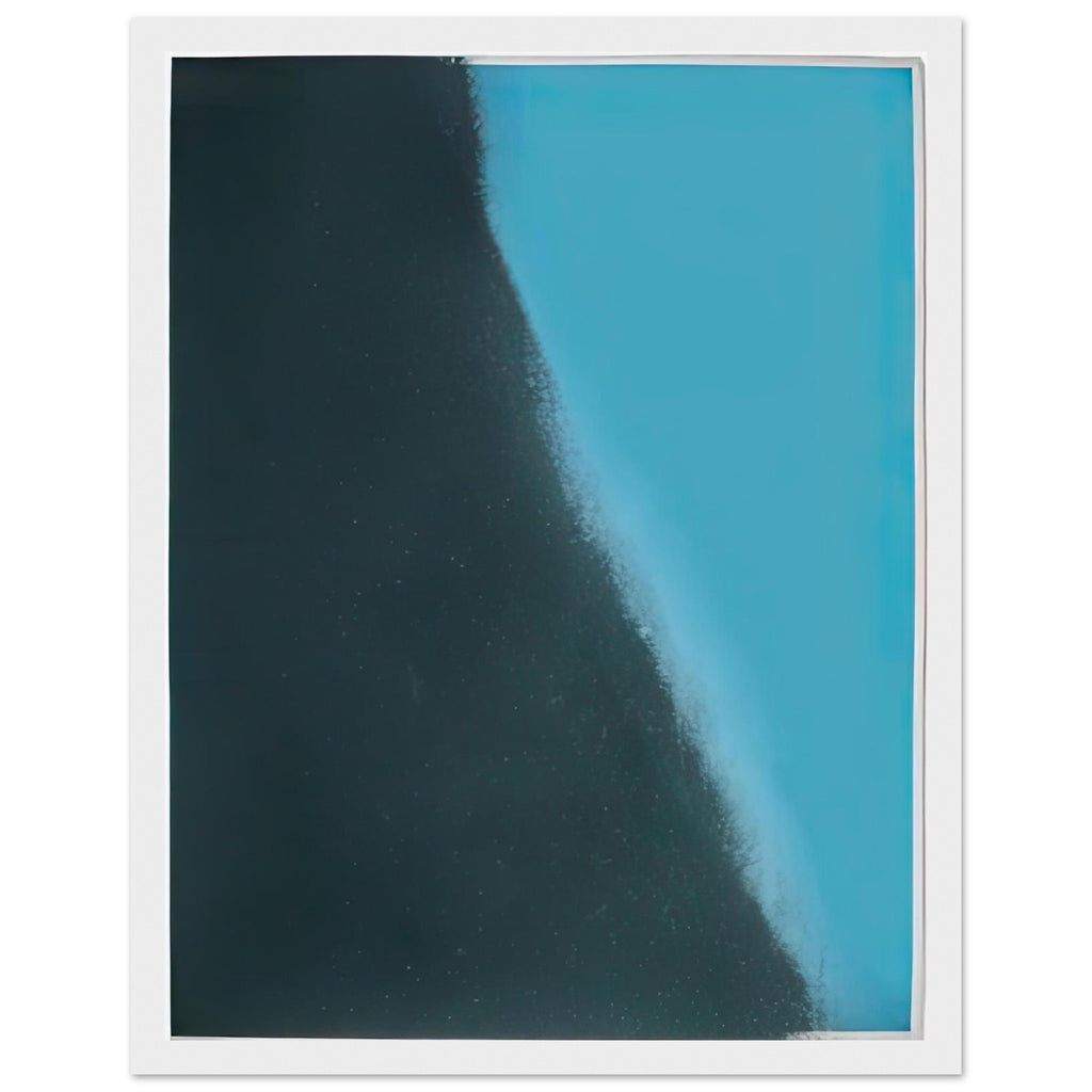 Andy Warhol framed print depicting wide, indistinct shapes sweep across colour fields; Warhol’s Shadows prints developed from a large body of near-abstract paintings shown in 1979, white frame, 27x35 cm / 11x14″