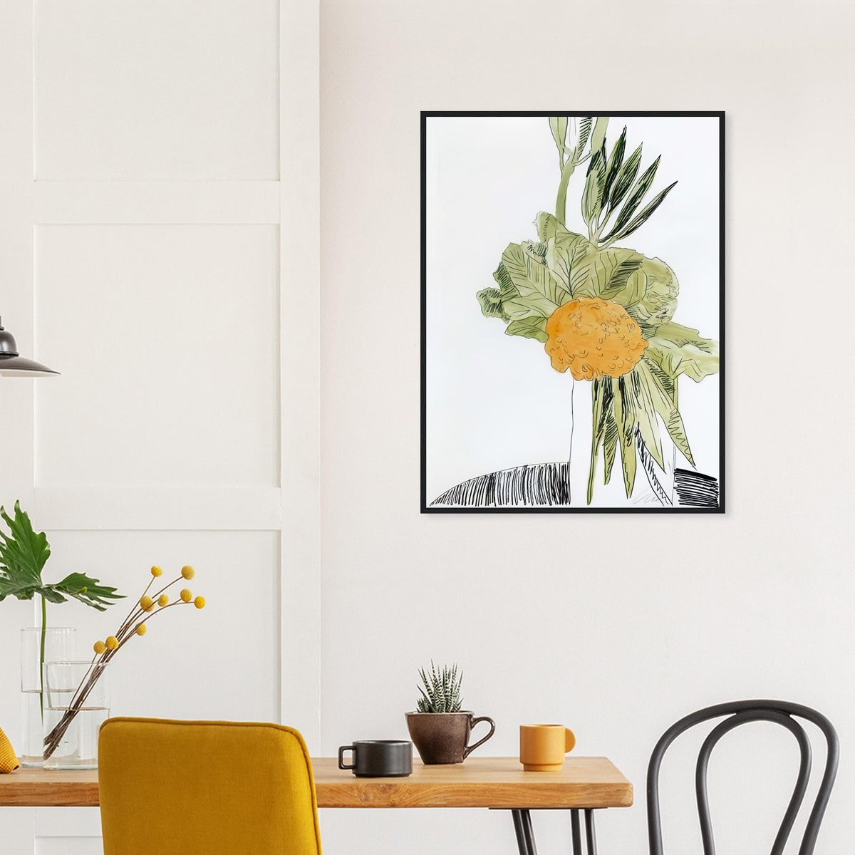 Andy Warhol framed print depicting the design highlights the relationship between compact petals, organic contours and deliberately graphic printmaking marks