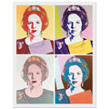 Andy Warhol framed print depicting this work depicts Queen Beatrix of the Netherlands; The Reigning Queens portfolio presented four women who held ruling power in their own right: Elizabeth, white frame, 27x35 cm / 11x14″