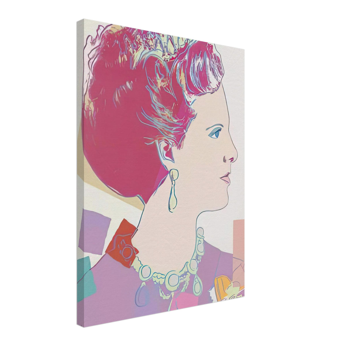 Andy Warhol canvas print depicting the recognizable royal portrait becomes a strong graphic focal point, 45x60 cm / 18x24″
