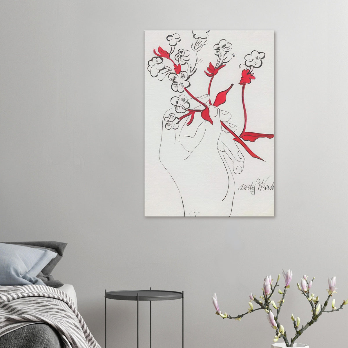 Andy Warhol canvas print depicting the restrained, expressive line-work turns a small human gesture into an intimate, decorative subject