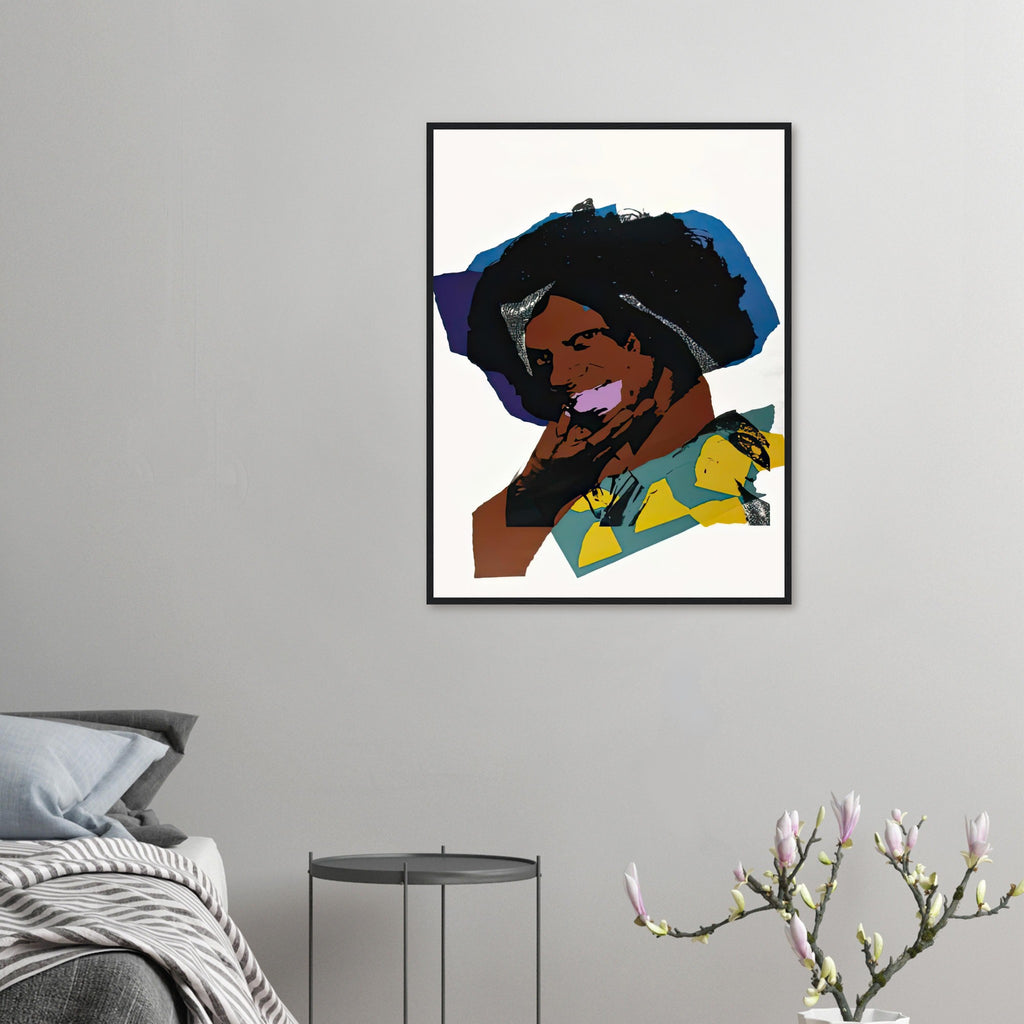 Andy Warhol framed print depicting areas of saturated colour and loose, sometimes deliberately displaced contours interact with the sitter’s photographic likeness; The Ladies and Gentlemen project portrays transgender women and drag performers from New York, including
