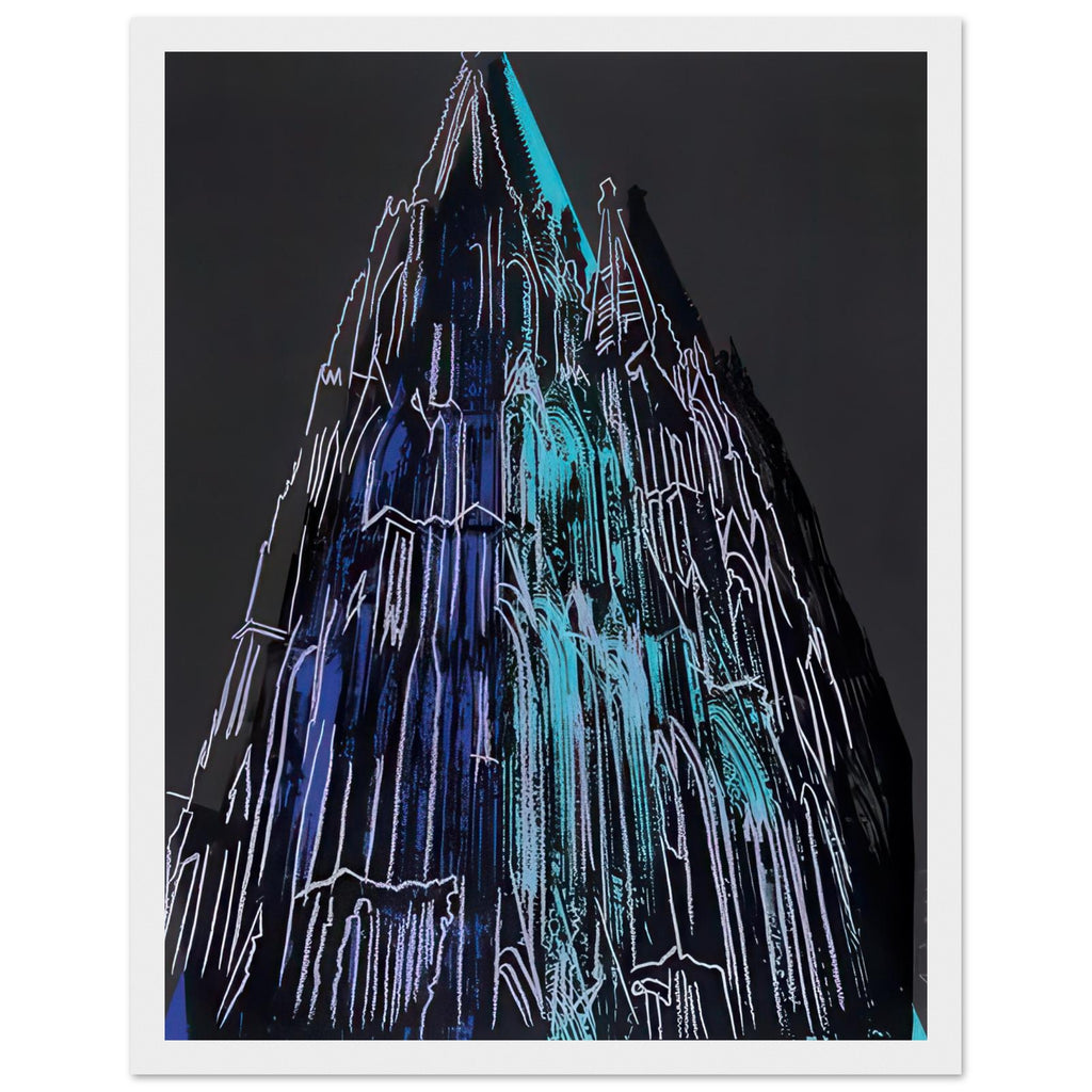 Andy Warhol framed print depicting the cathedral’s soaring spires and intricate façade give the poster a strong vertical architectural structure, providing an unusual counterpart to the artist’s better-known celebrity faces, white frame, 27x35 cm / 11x14″