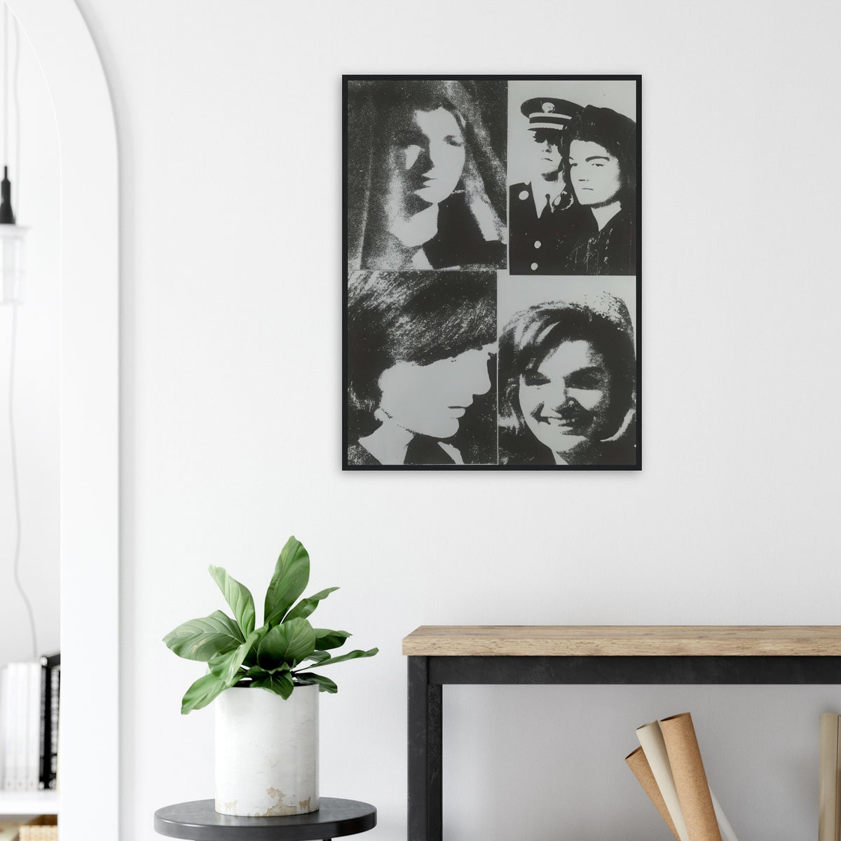 Andy Warhol framed print depicting the restrained crop emphasizes Jackie Kennedy’s face and its emotional resonance, demonstrating how a seemingly simple portrait can carry a powerful media history