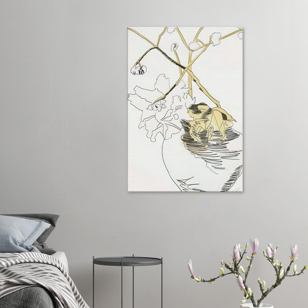 Andy Warhol canvas print depicting the design highlights the relationship between compact petals, organic contours and deliberately graphic printmaking marks