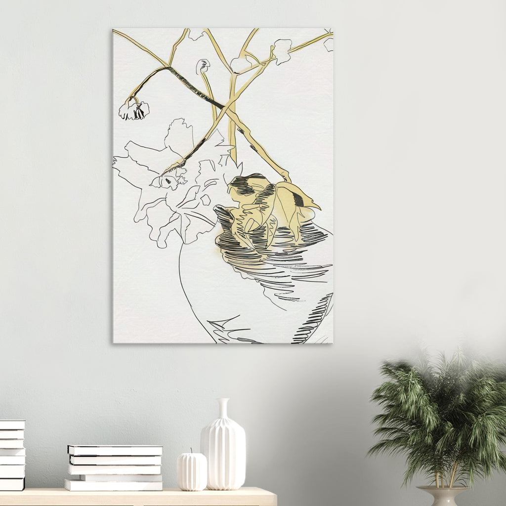 Andy Warhol canvas print depicting the design highlights the relationship between compact petals, organic contours and deliberately graphic printmaking marks