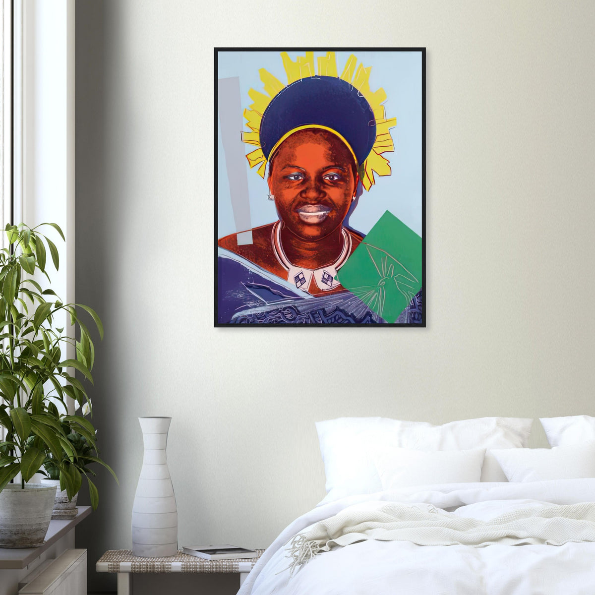 Andy Warhol framed print depicting this work depicts Queen Ntombi Twala of Swaziland; The Reigning Queens portfolio presented four women who held ruling power in their own right: Elizabeth
